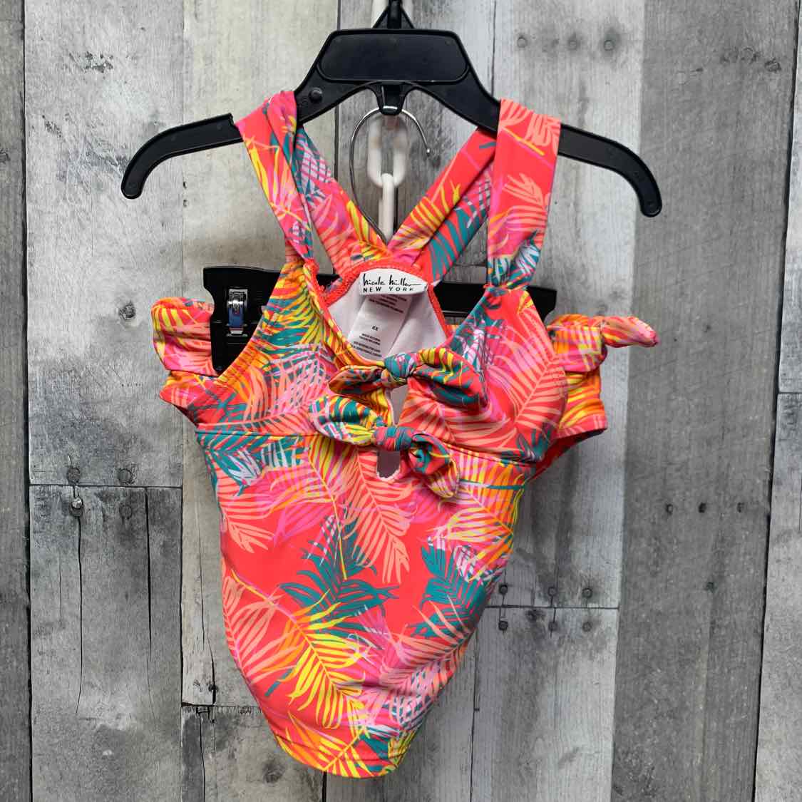 Size 6X Pink Print Nicole Miller Swim Suit - 2pc+