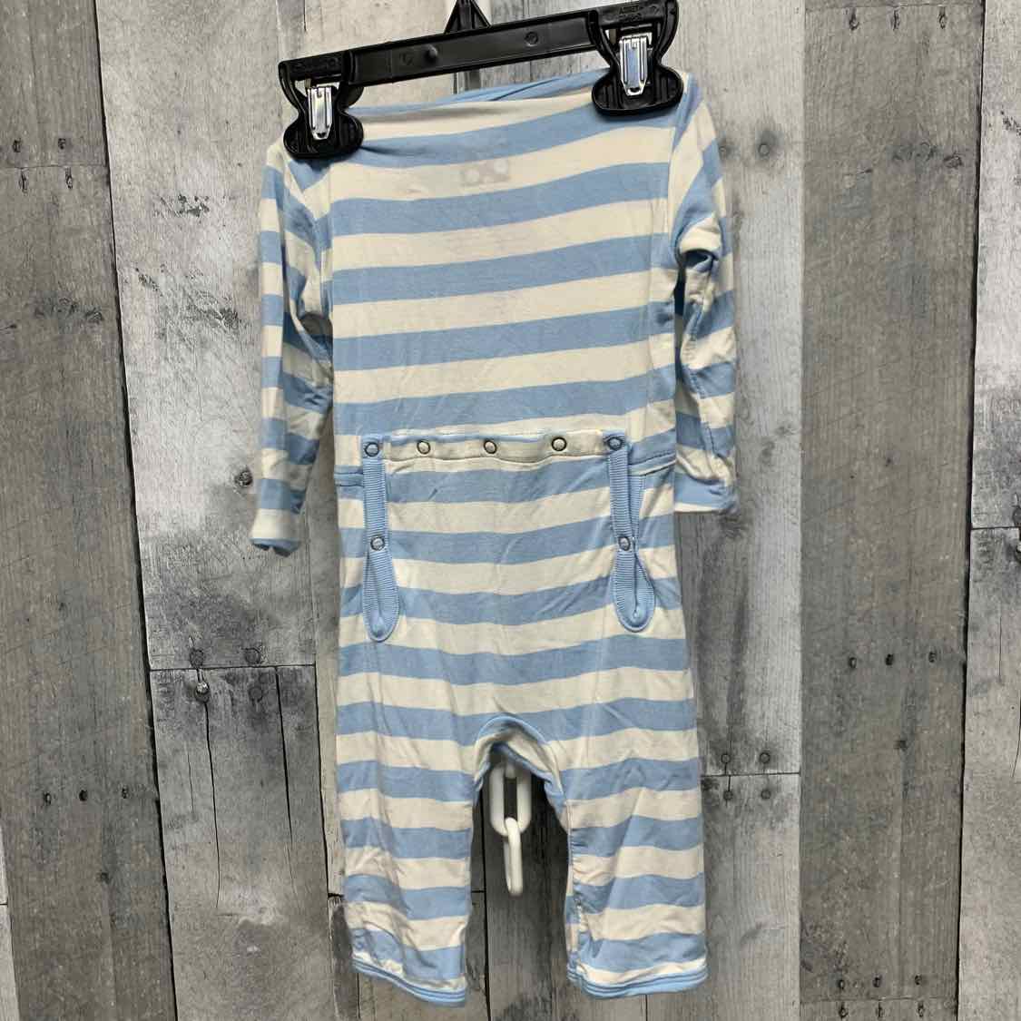 Size 0-3 Months Blue/White Bamboo Romper