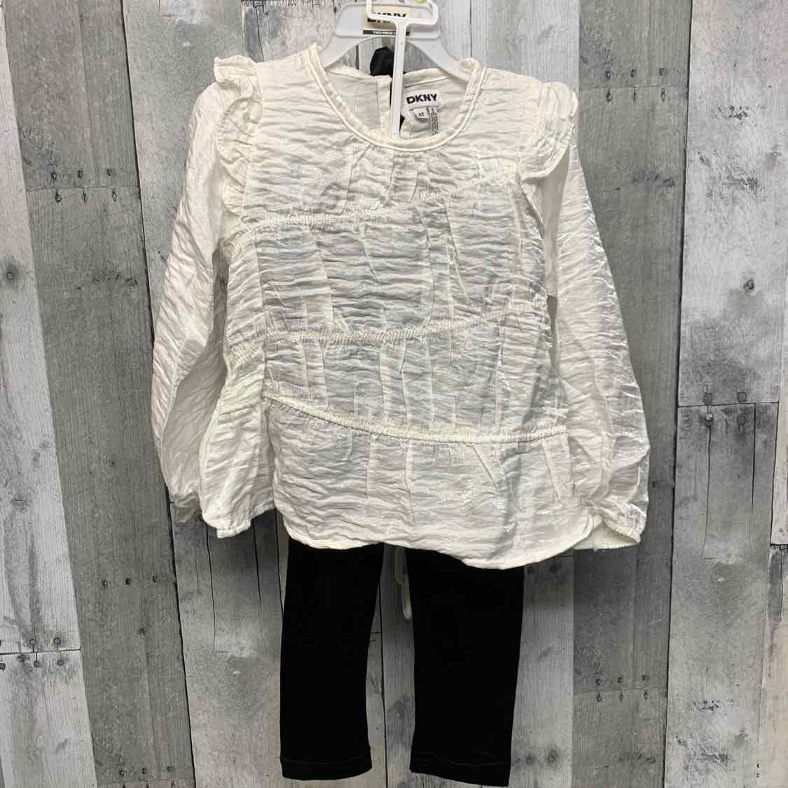 Size 4T White/Black DKNY Shirt/Leggings