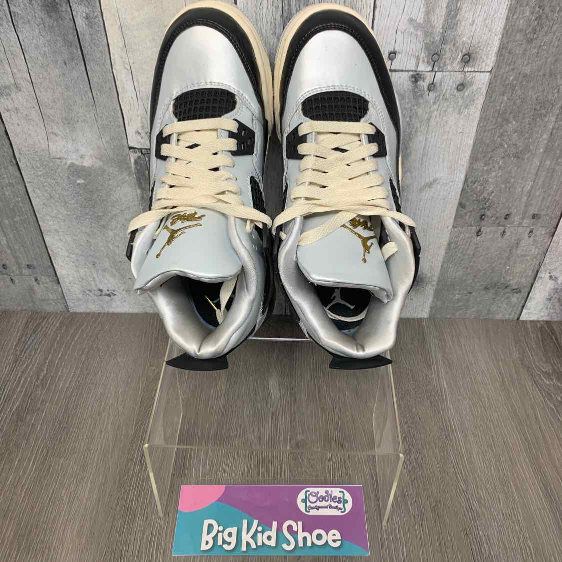 Size 5.5 Silver/Black Sport Brand Sneakers