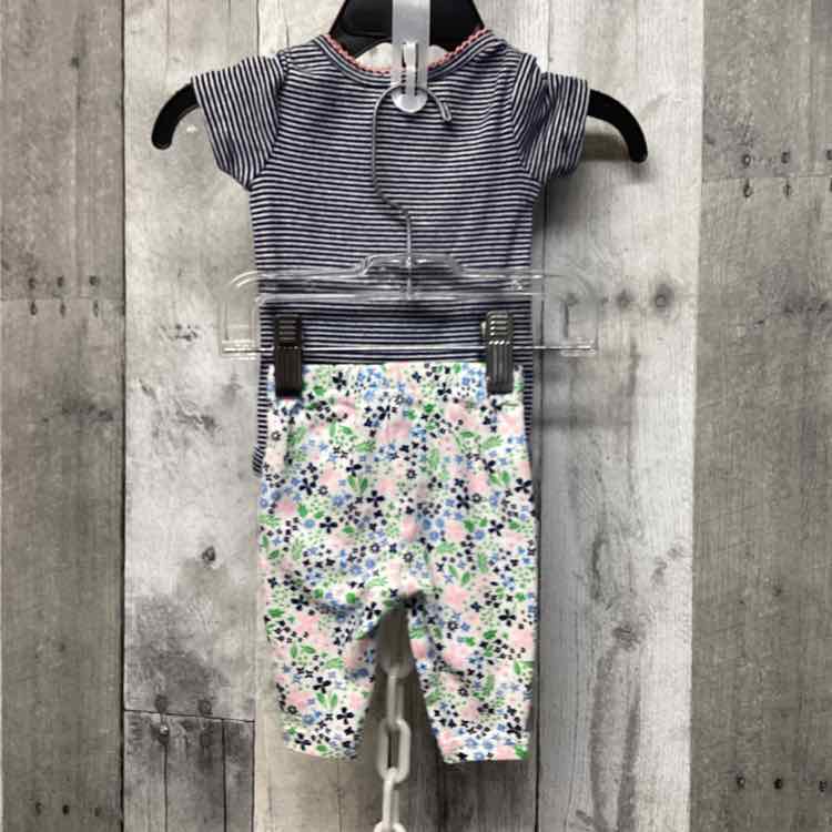 Size Newborn Navy/Pink Carter's Shirt/Leggings