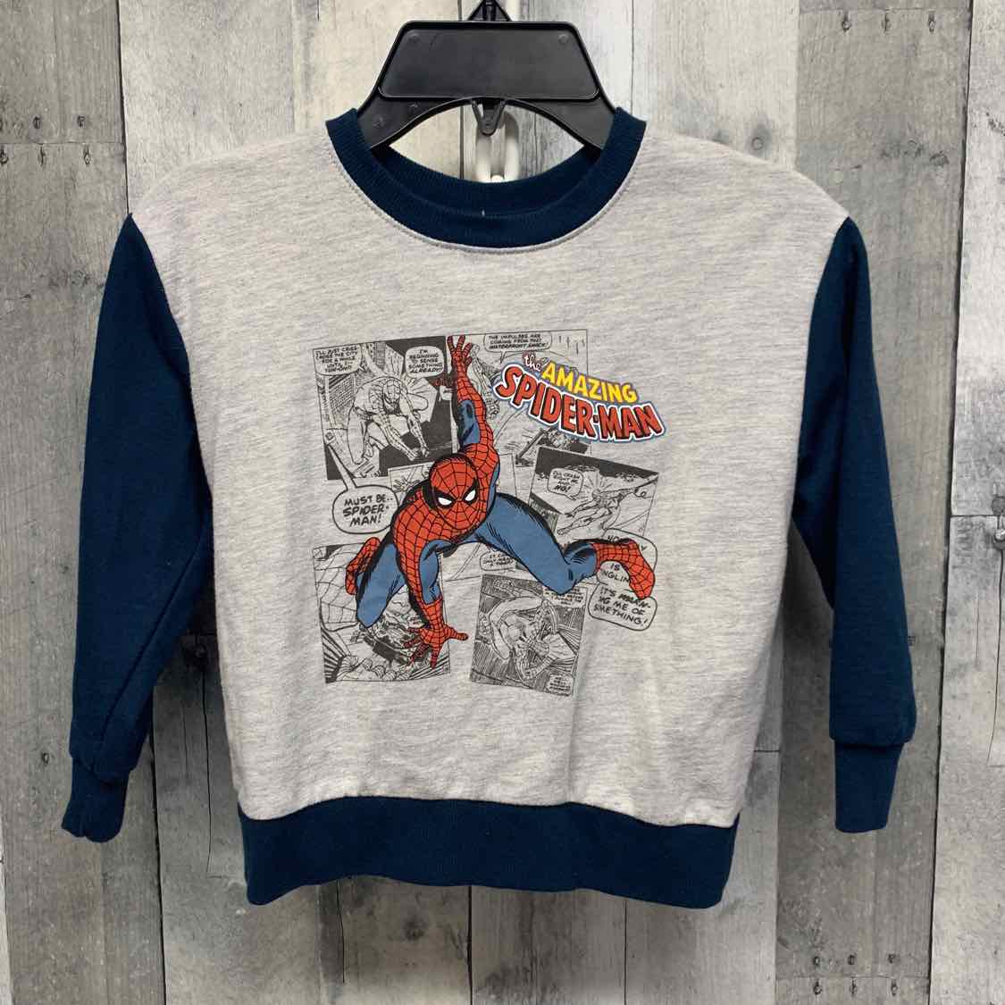 Size 4 Gray/Navy Marvel Long Sleeve Shirt