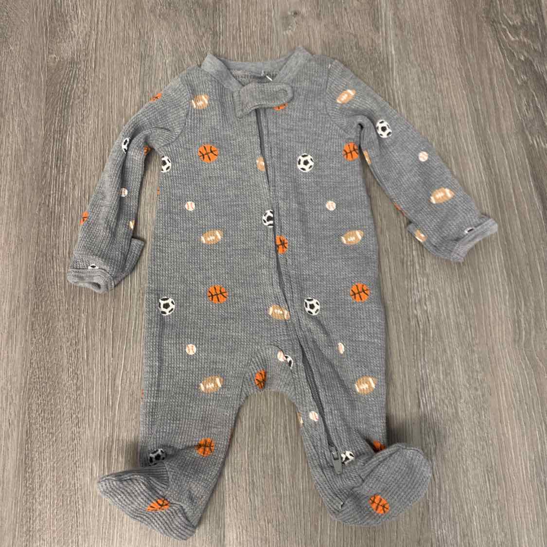 Size Preemie Gray Print Carter's Footy PJs
