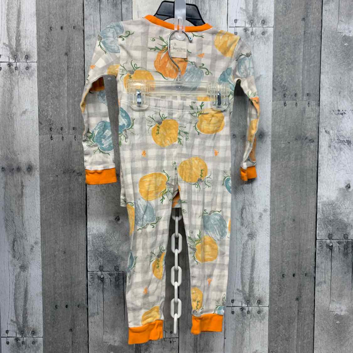 Size 2T Gray/Orange Burt's Bees Baby 2pc PJs