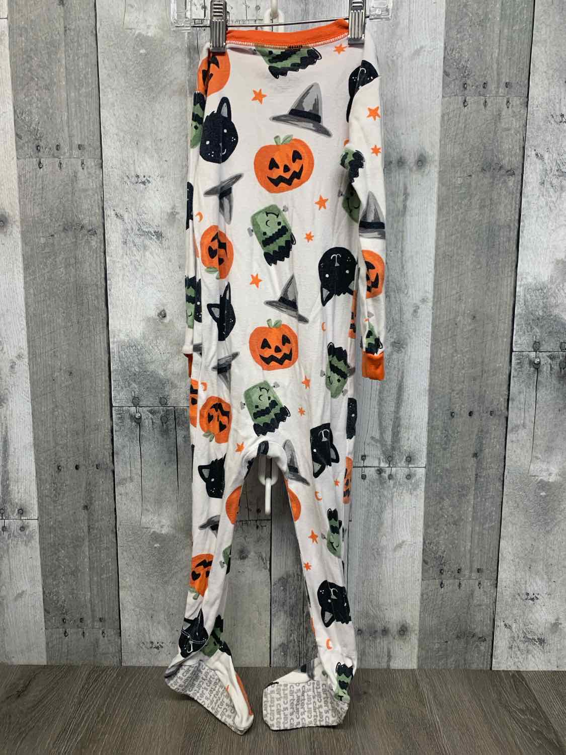 Size 2T White Print Carter's Footy PJs