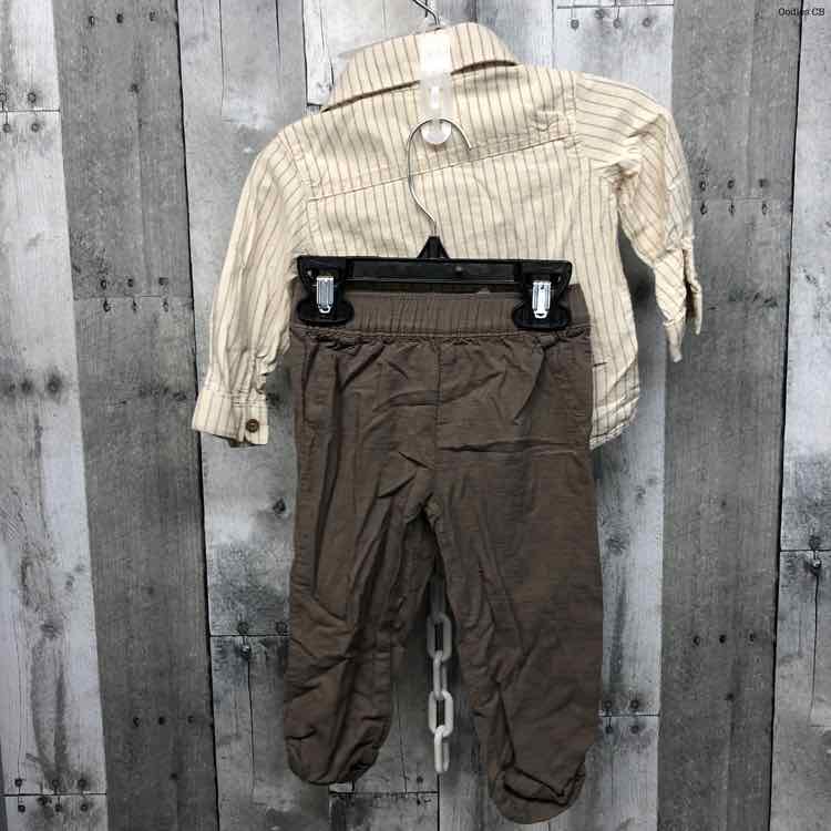 Size 9 Months Ivory/Brown Carter's Shirt/Pants