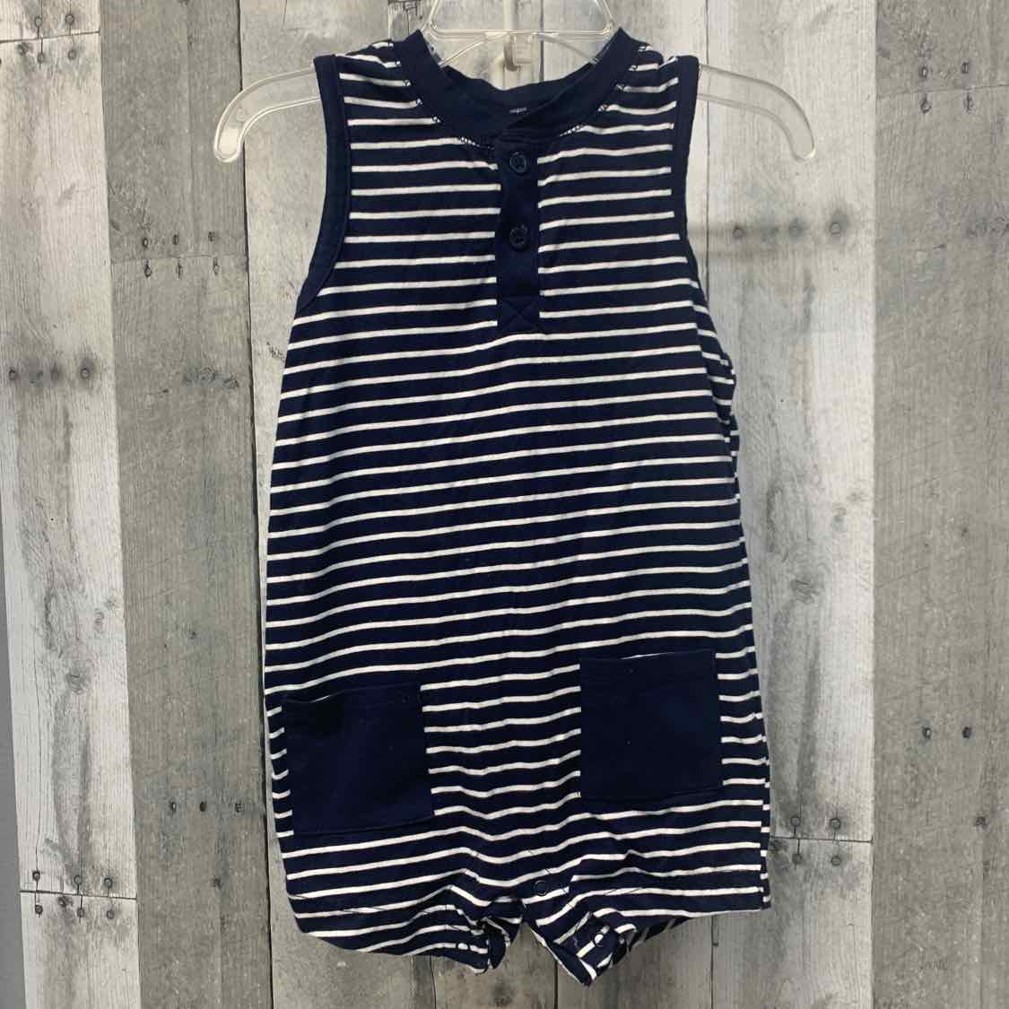 Size 18-24 Months Navy Striped Mid Brand Romper - OodlesCB