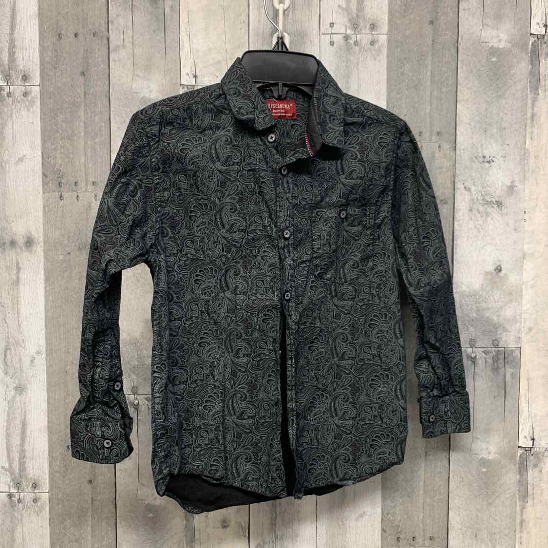 Size 8 Black Print B Brand LS Button Up
