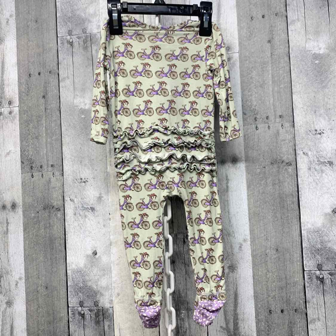 Size 3-6 Months Green/Purple Bamboo Footy PJs - OodlesCB