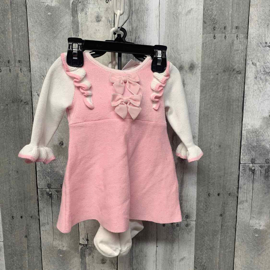 Size 3-6 Months Pink/White B Brand LS Dress