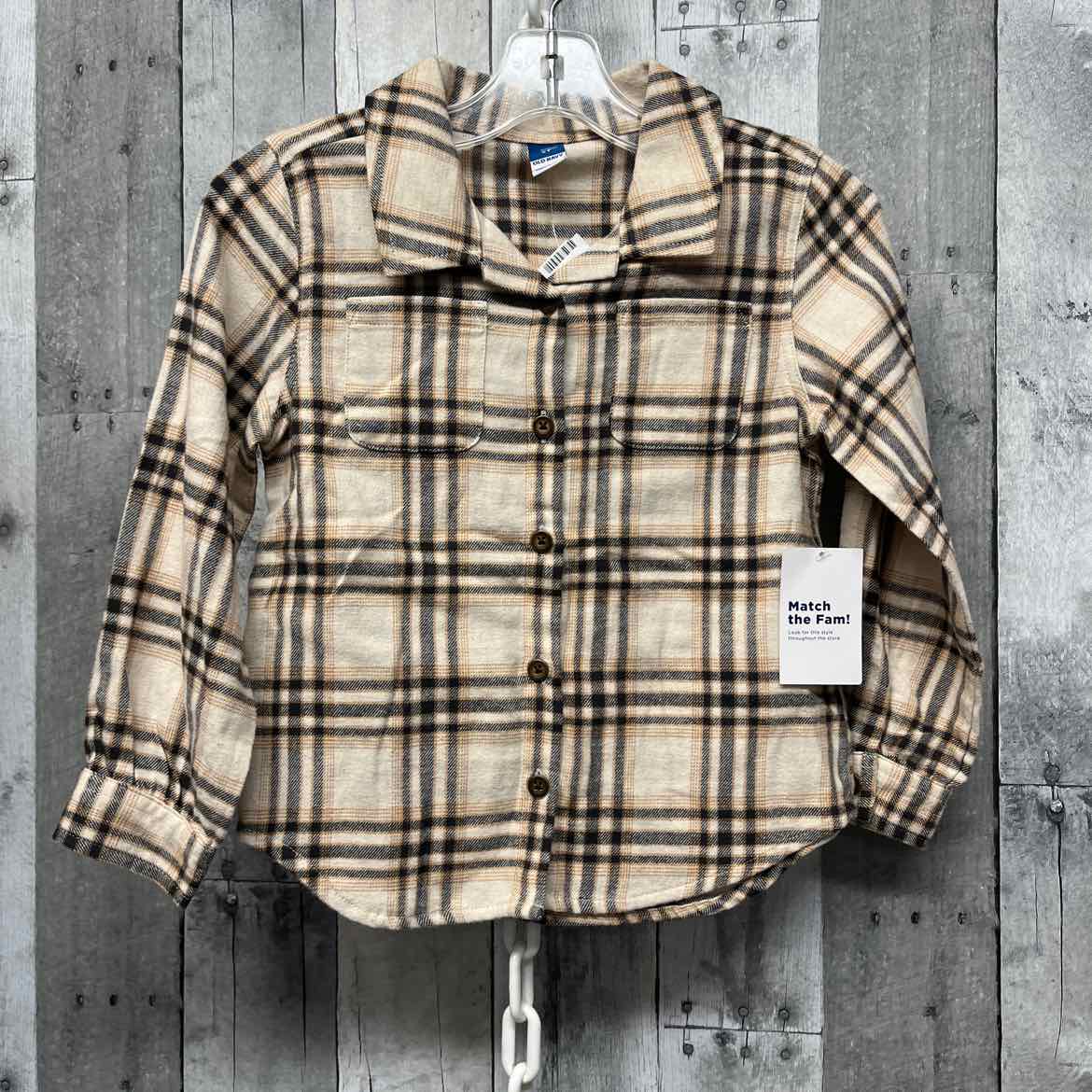 Size 5T Brown Plaid Old Navy LS Button Up