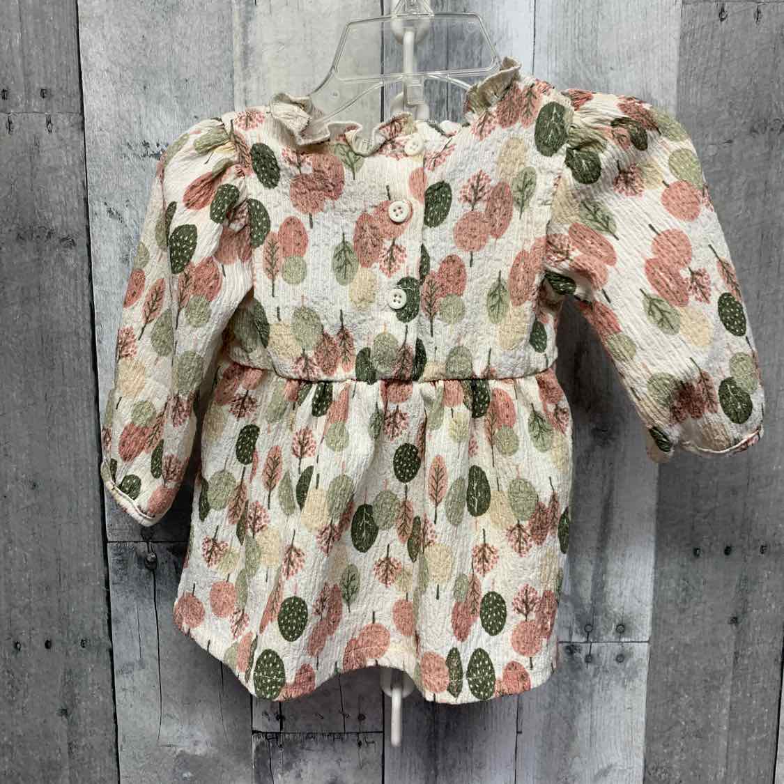 Size 12 Months Pink/Green Little Lass LS Dress