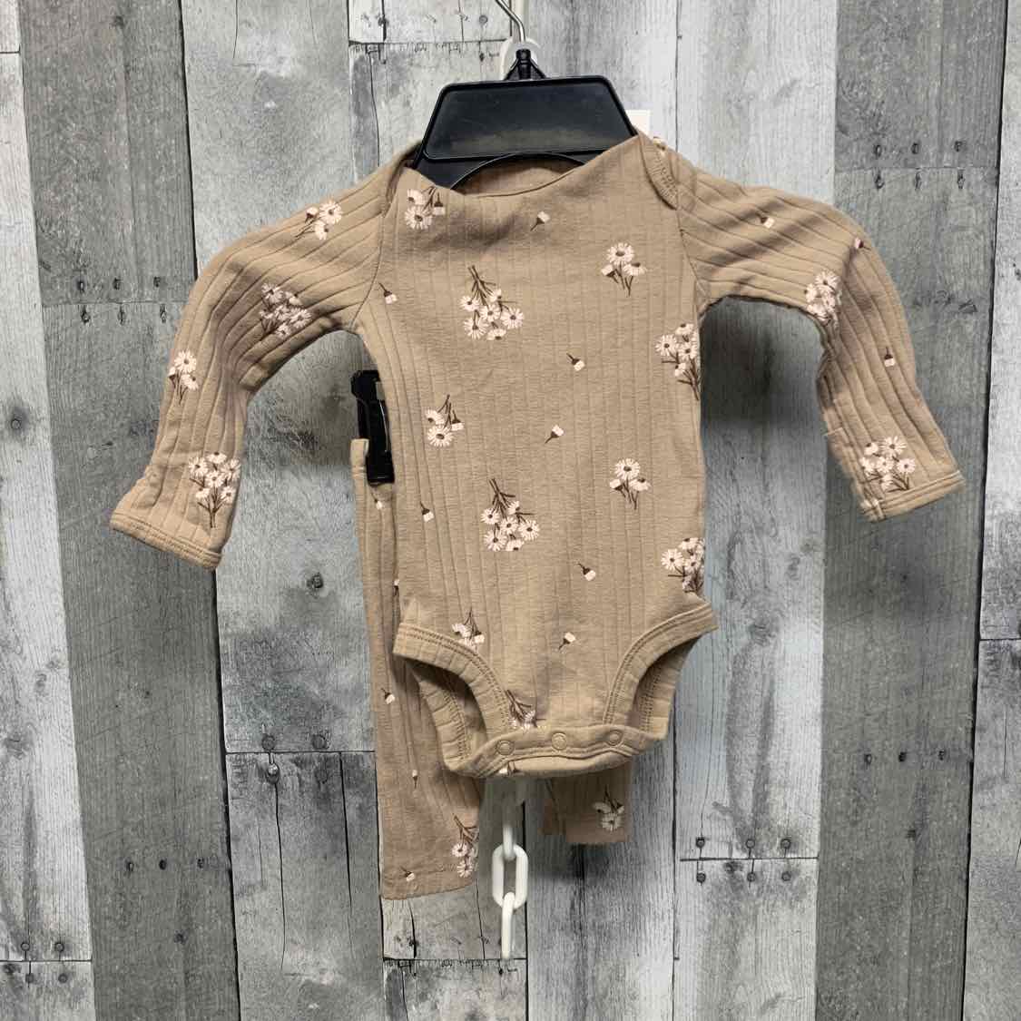 Size 3 Months Tan Print Carter's Shirt/Pants