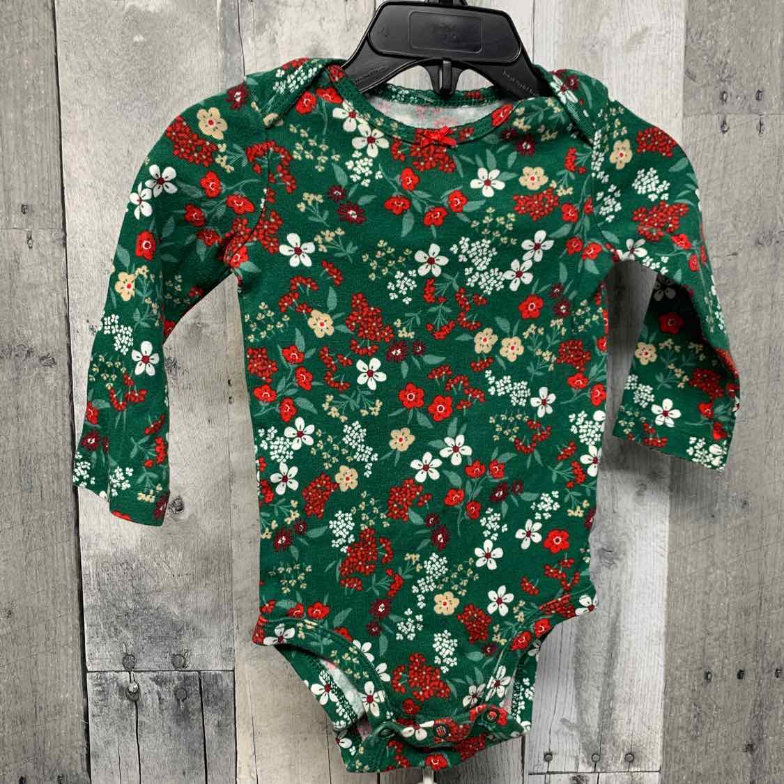 Size 12 Months Green Floral Print Carter's Bodysuit