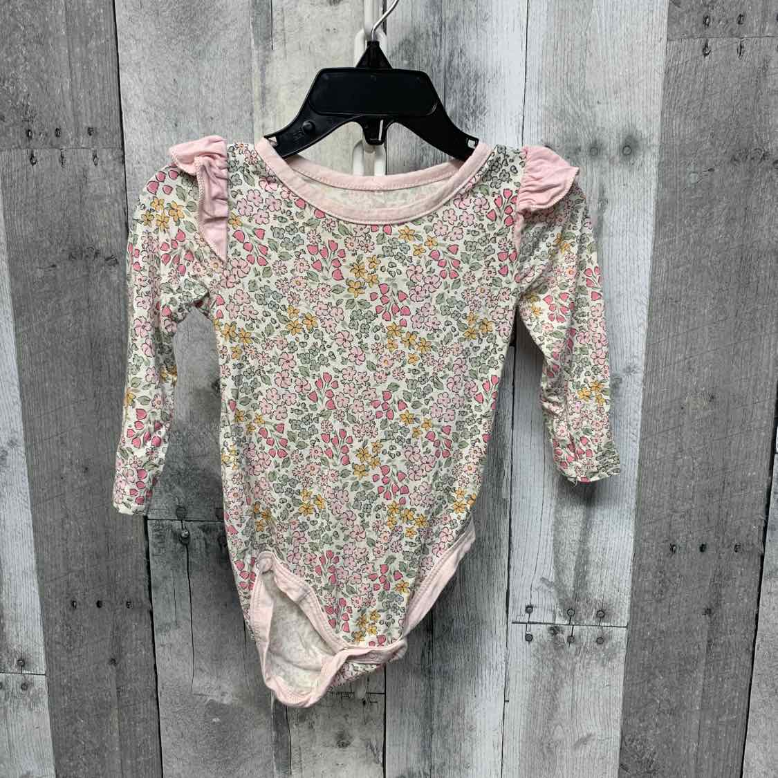 Size 6-9 Months Pink Floral Print Bamboo Bodysuit