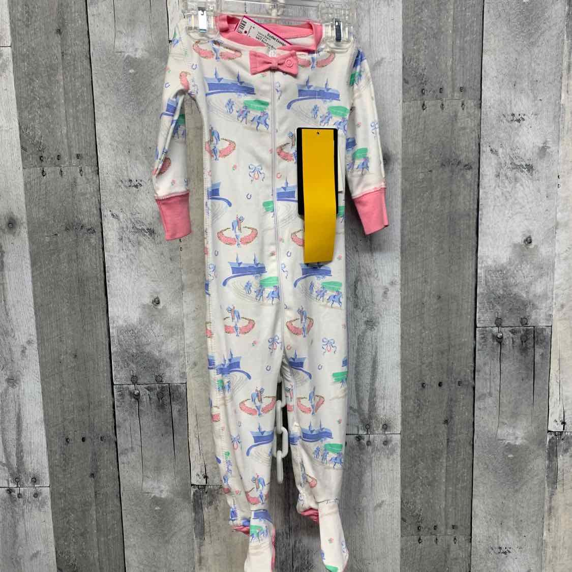 Size 6-12 Months White/Pink Name Brand Footy PJs
