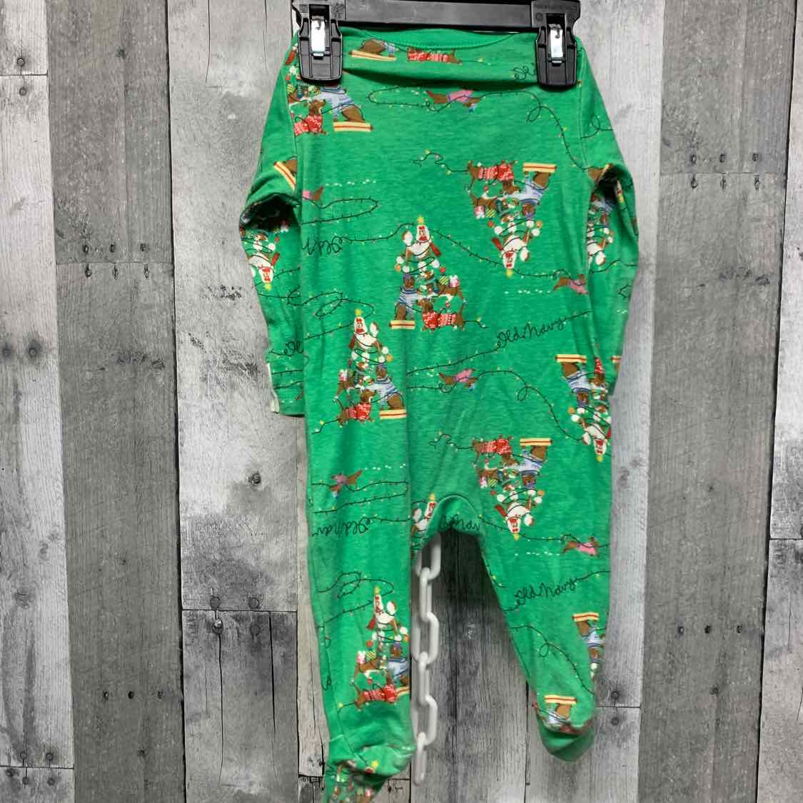 Size 6-9 Months Green Print Old Navy Footy PJs