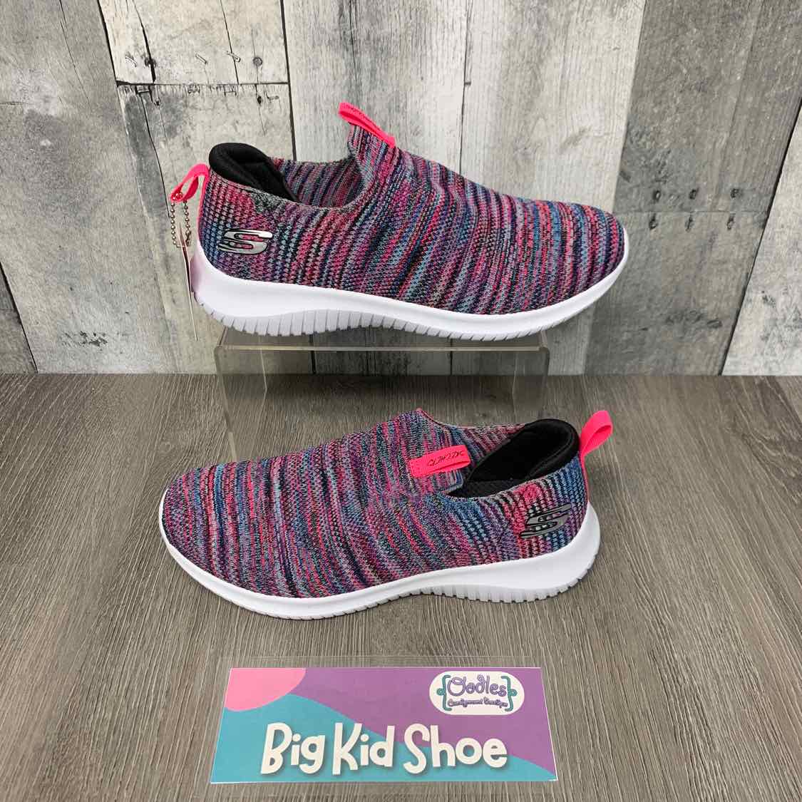 Size 3 Pink/Black Skechers Sneakers