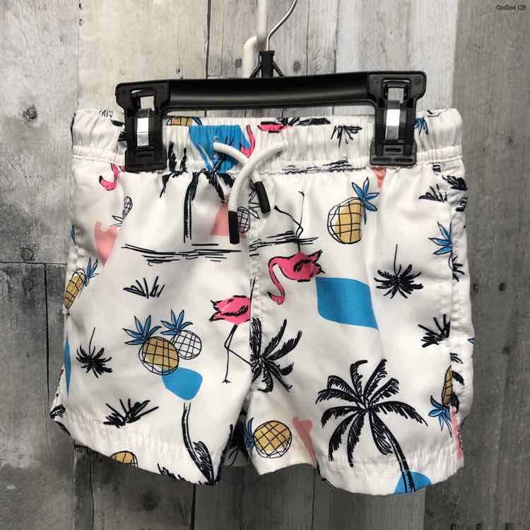 Size 3T White Print Mid Brand Swim Trunks
