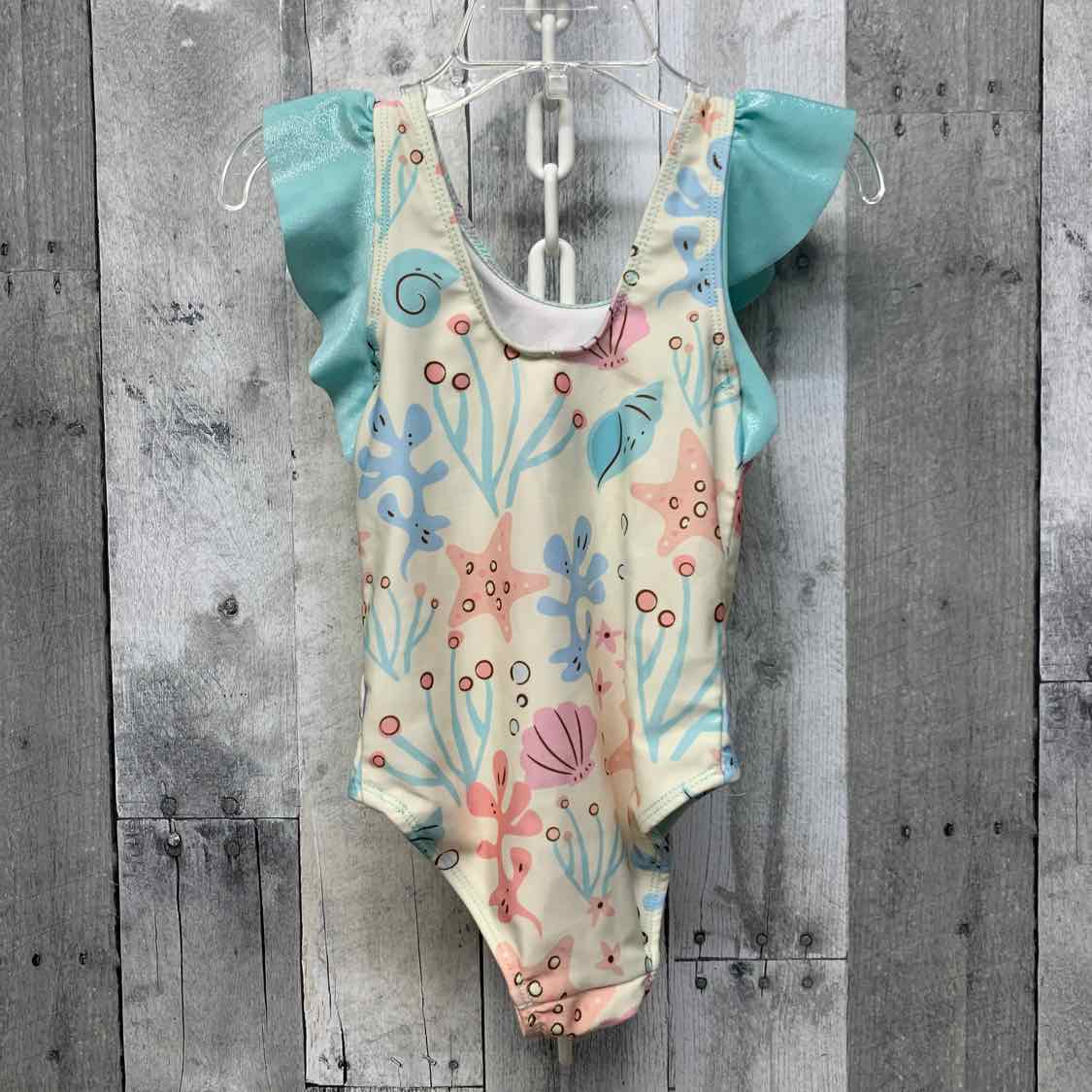 Size 2T Ivory/Blue Disney Swim Suit - 1pc