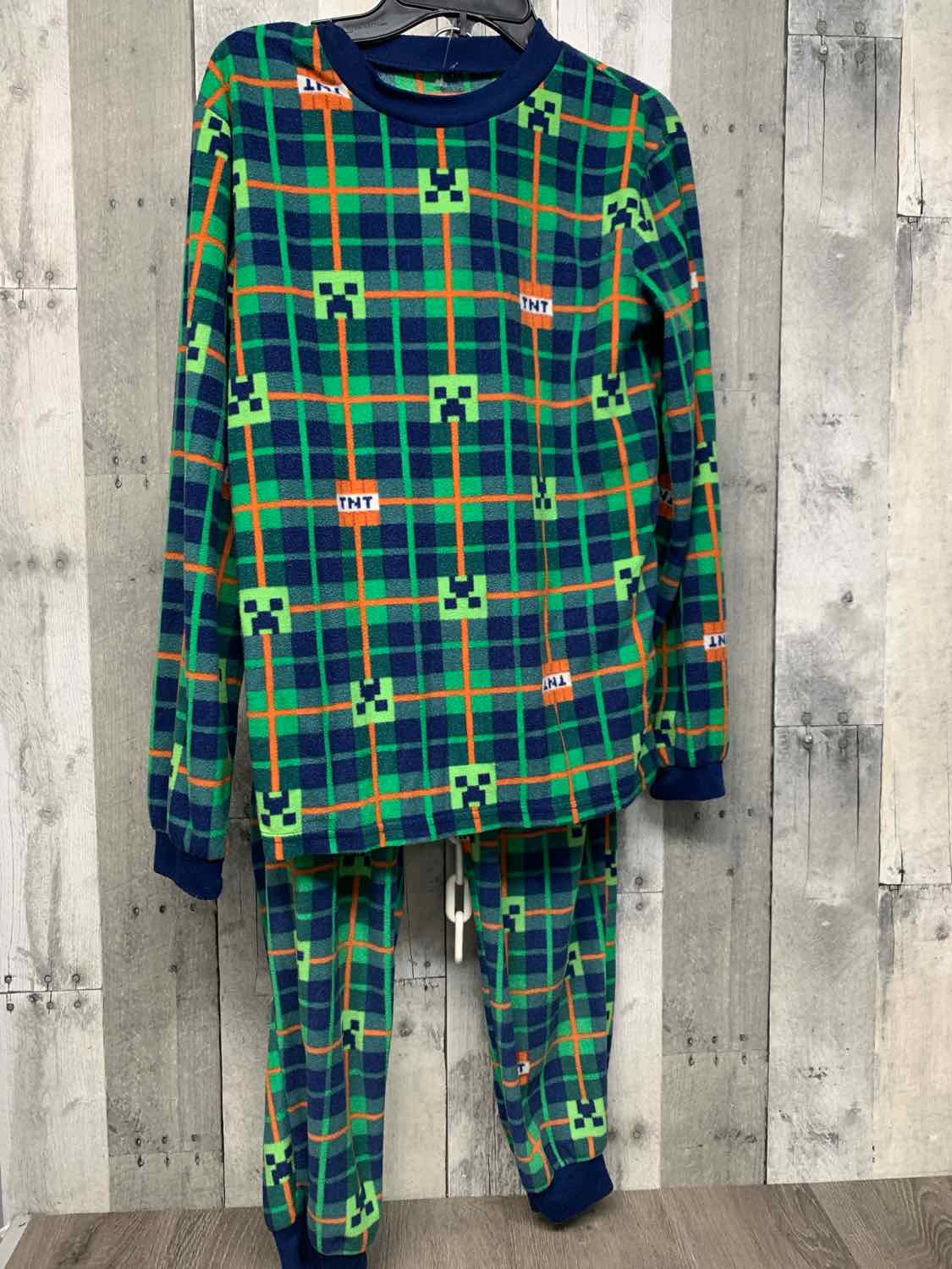 Size 12/14 Green/Navy Minecraft 2pc PJs