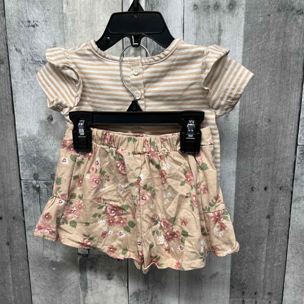 Size 18 Months Tan/Pink Little Lass Shirt/Skirt