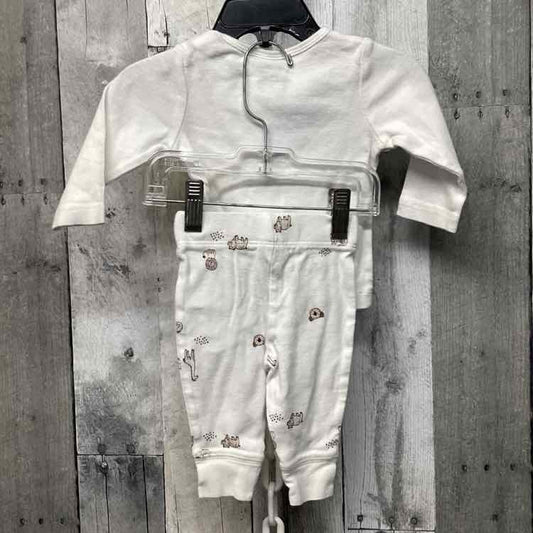 Size 3 Months White Print Carter's Shirt/Pants