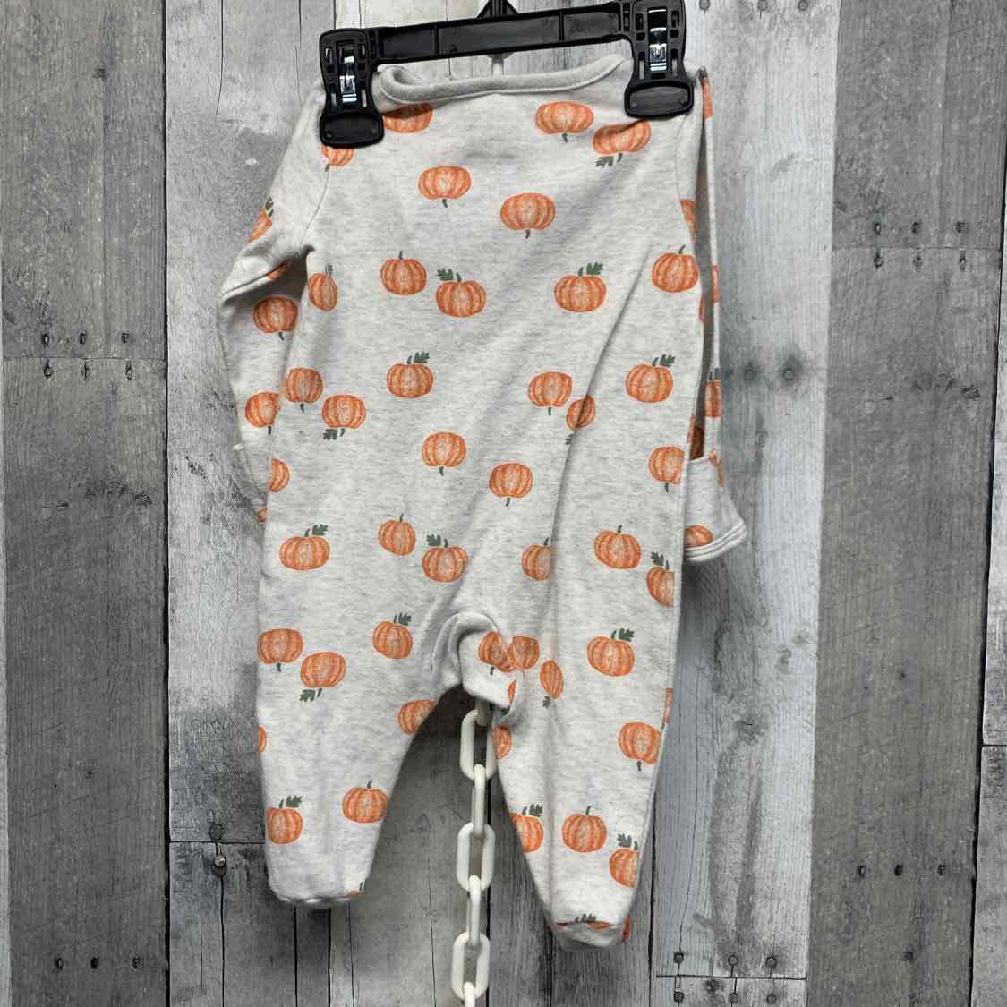 Size 3 Months Gray/Orange Just One You Footy PJs