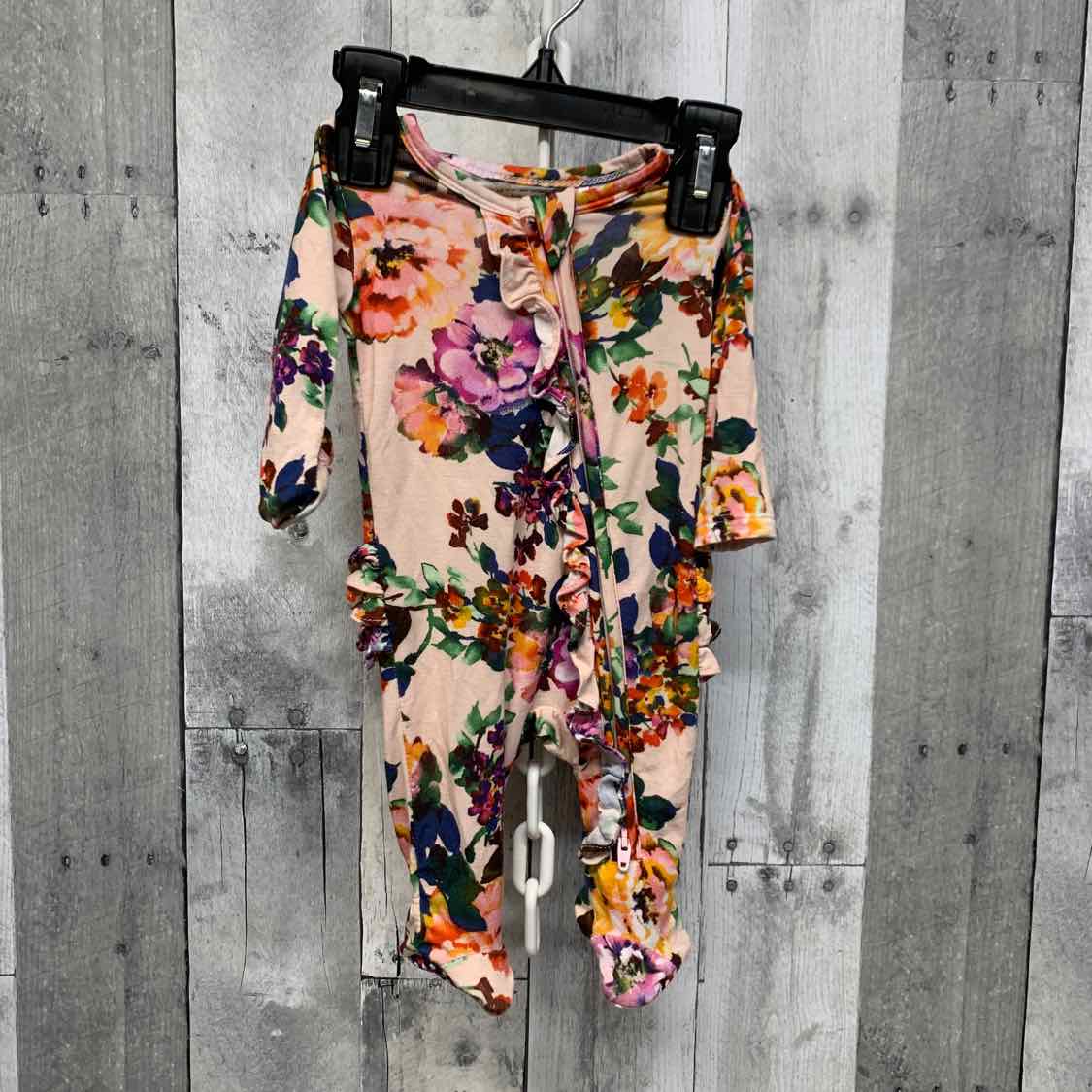 Size Newborn Pink Print Bamboo Footy PJs