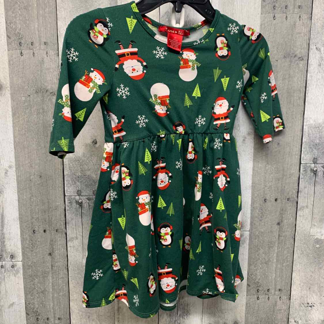 Size 4T Green Print B Brand LS Dress