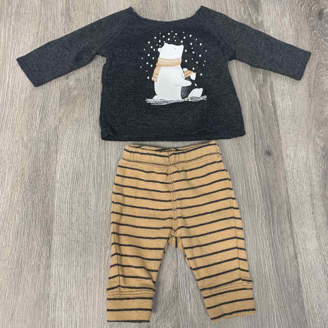 Size Preemie Gray/Tan Carter's Shirt/Pants