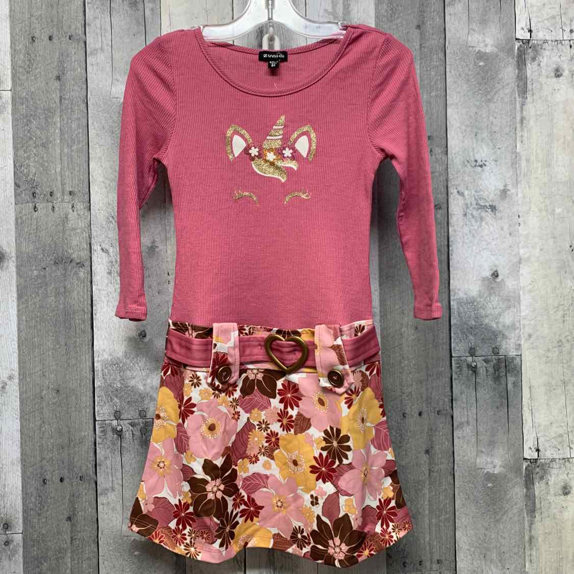 Size 6 Pink/Yellow B Brand LS Dress