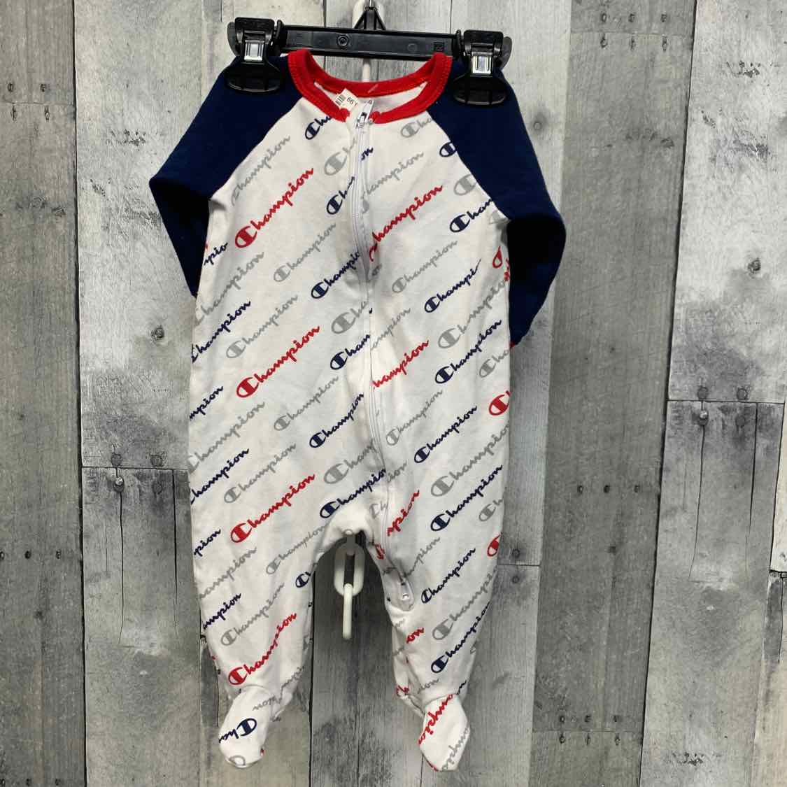 Size 6 Months White/Blue Champion Footy PJs