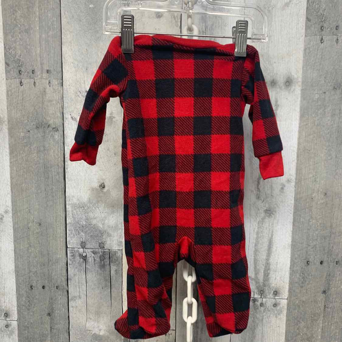 Size Newborn Red Plaid Child of Mine Footy PJs