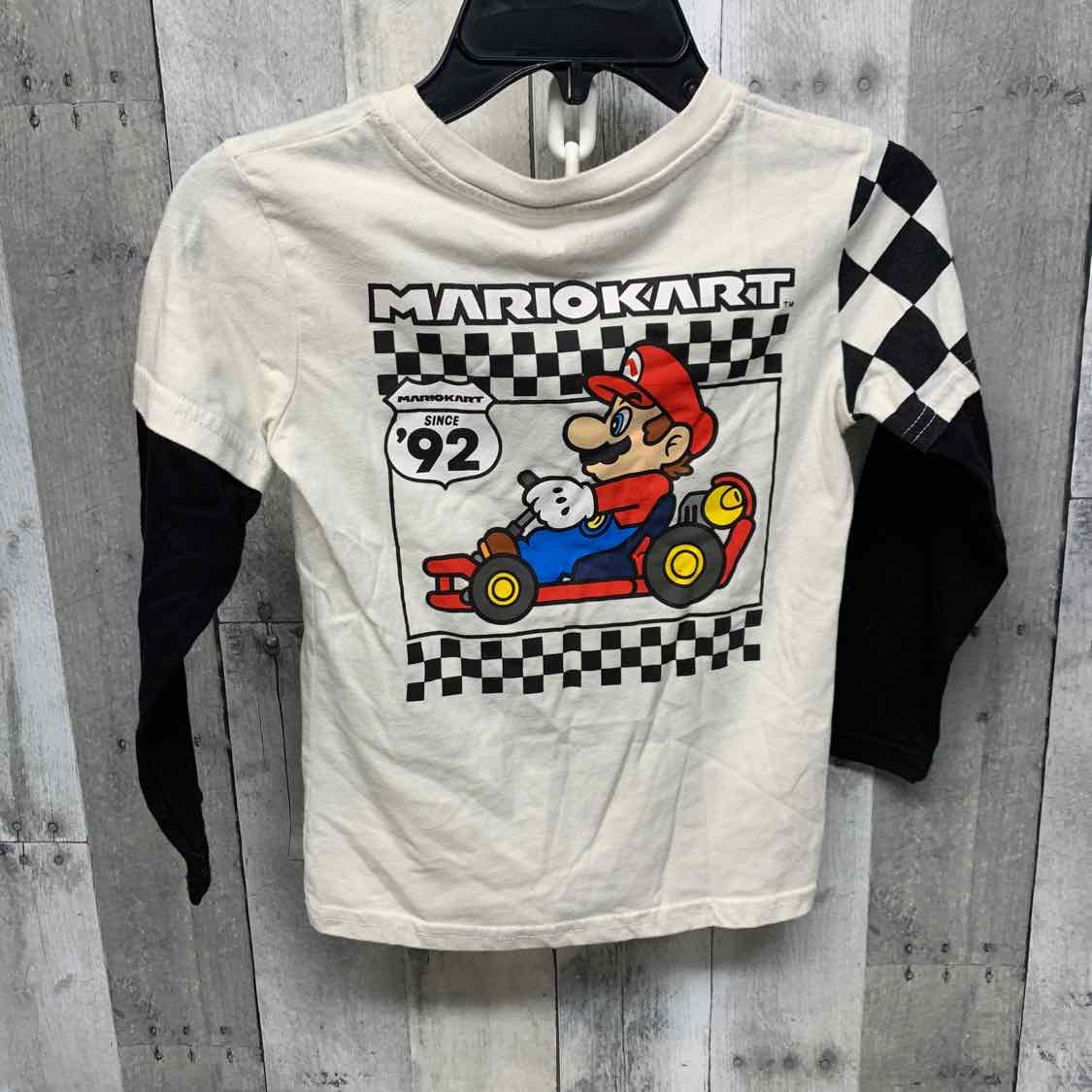 Size 5T White/Gray MarioKart Long Sleeve Shirt