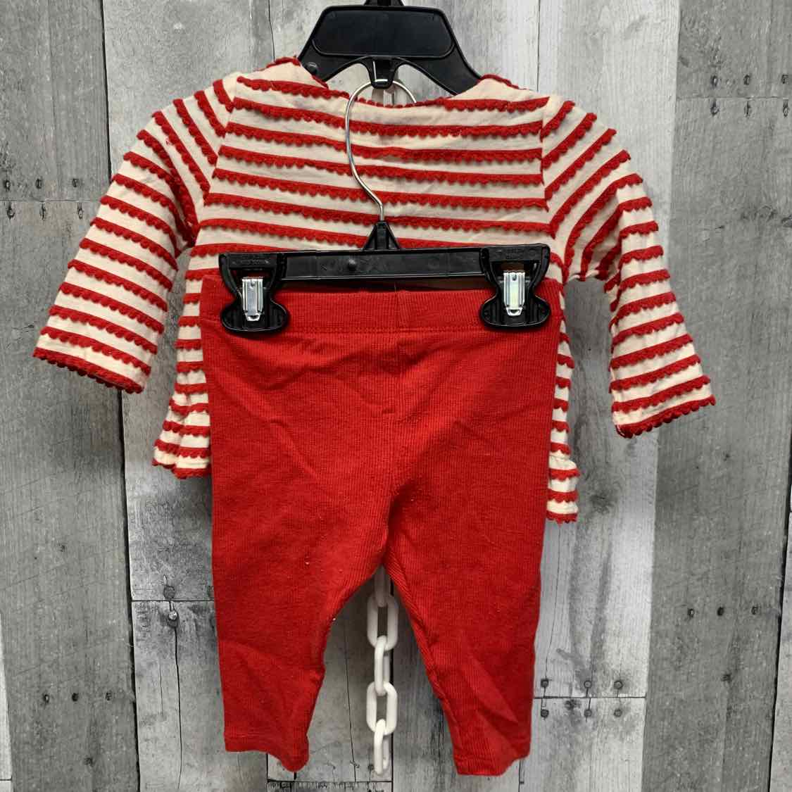 Size 3-6 Months Red/White Cloud Island Shirt/Leggings