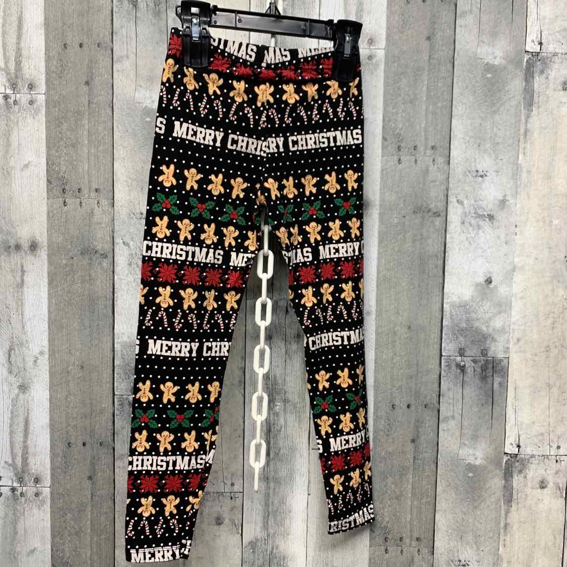 Size 7/8 Black Graphic Holiday Brands Leggings