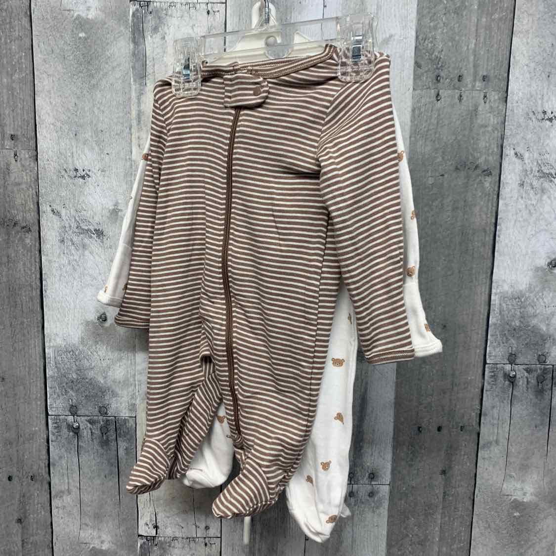 Size Newborn Brown/White Just One You Footy PJs