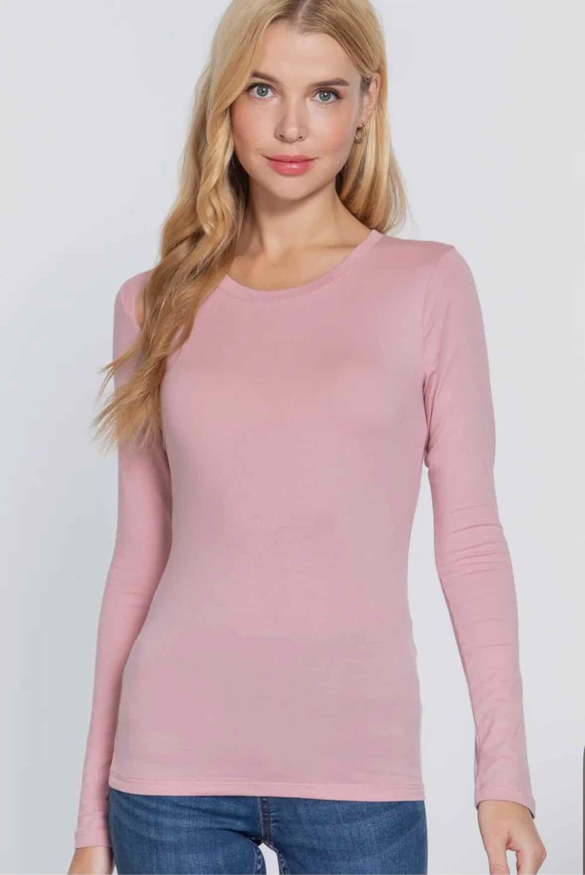 Long Sleeve Crew Neck Cotton Spandex Jersey Top
