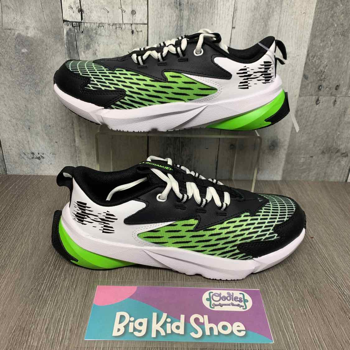 Size 5 Black/Green Sport Brand Sneakers