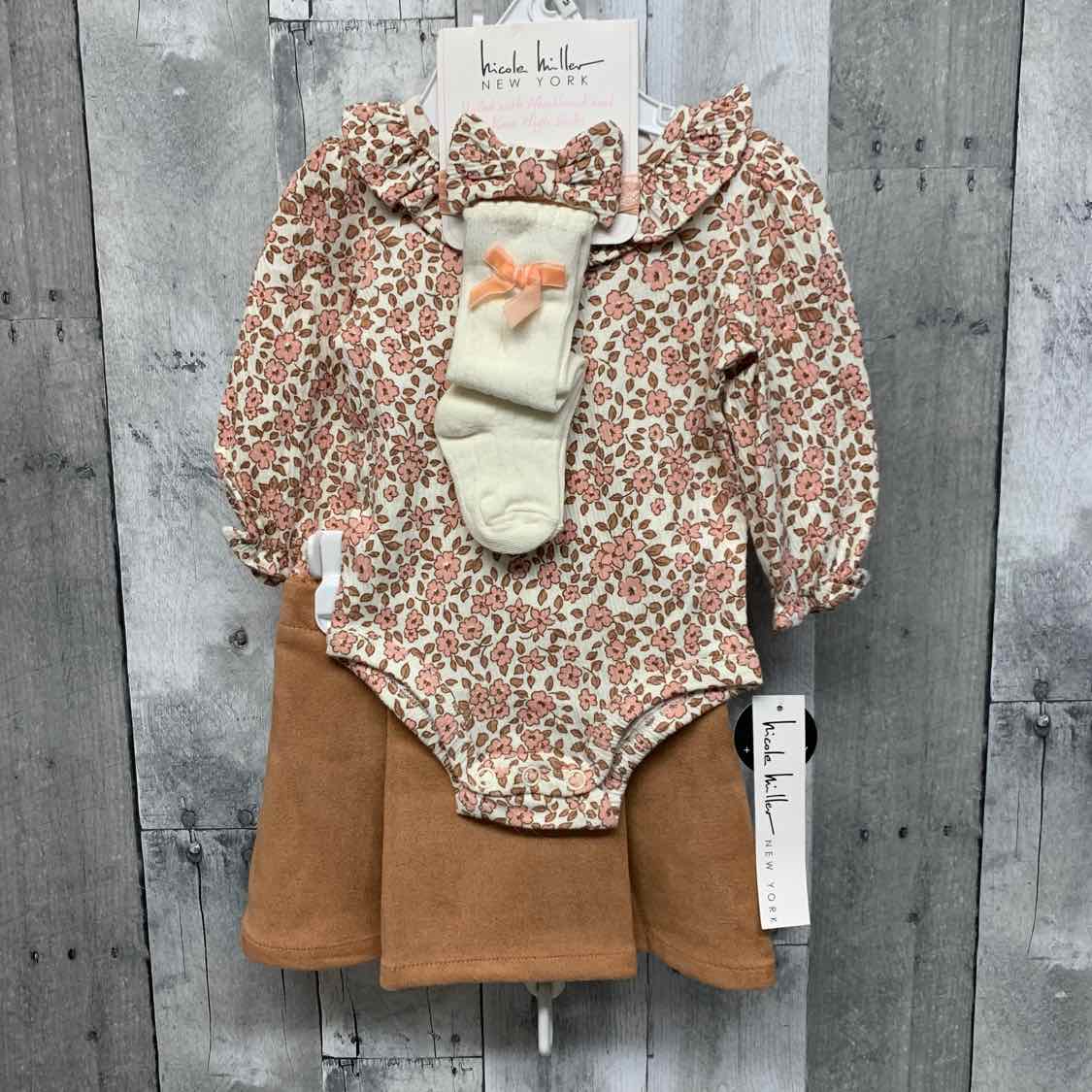 Size 0-3 Months Brown/Pink Nicole Miller Shirt/Skirt