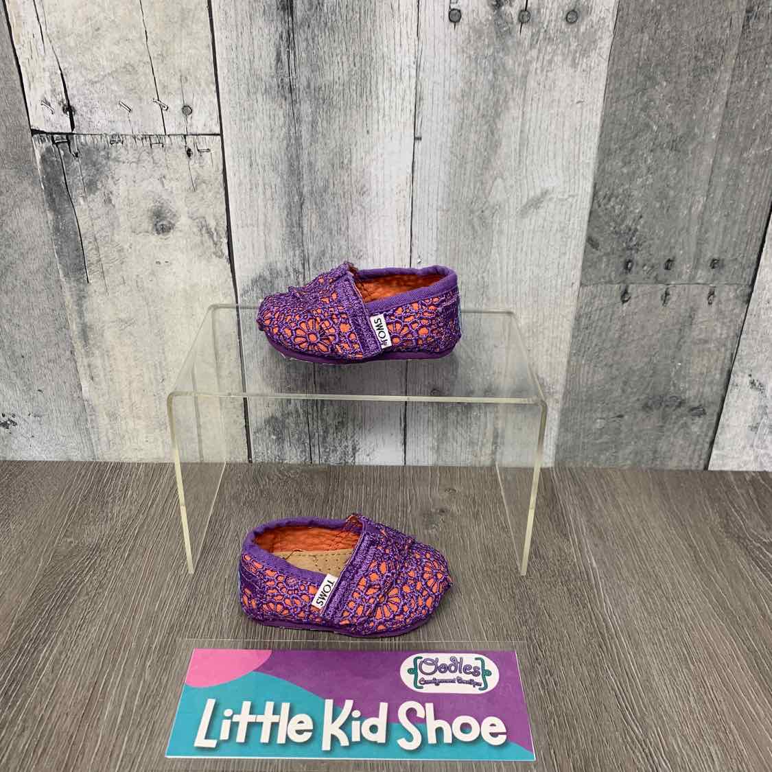 Size 2 Purple/Coral Toms Sneakers