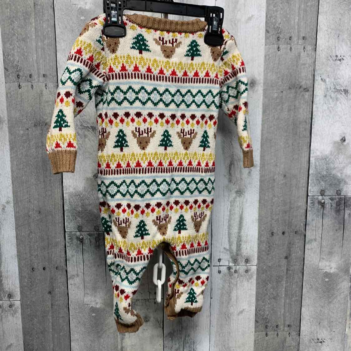 Size 6-12 Months White/Brown Old Navy Romper