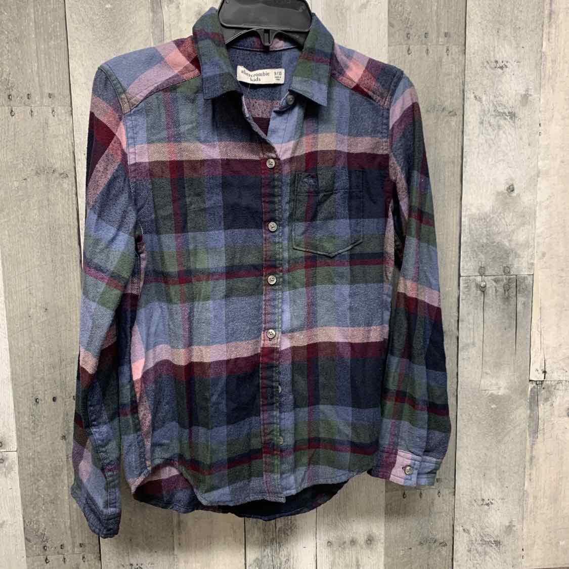 Size 9/10 Green/Blue Abercrombie LS Button Up