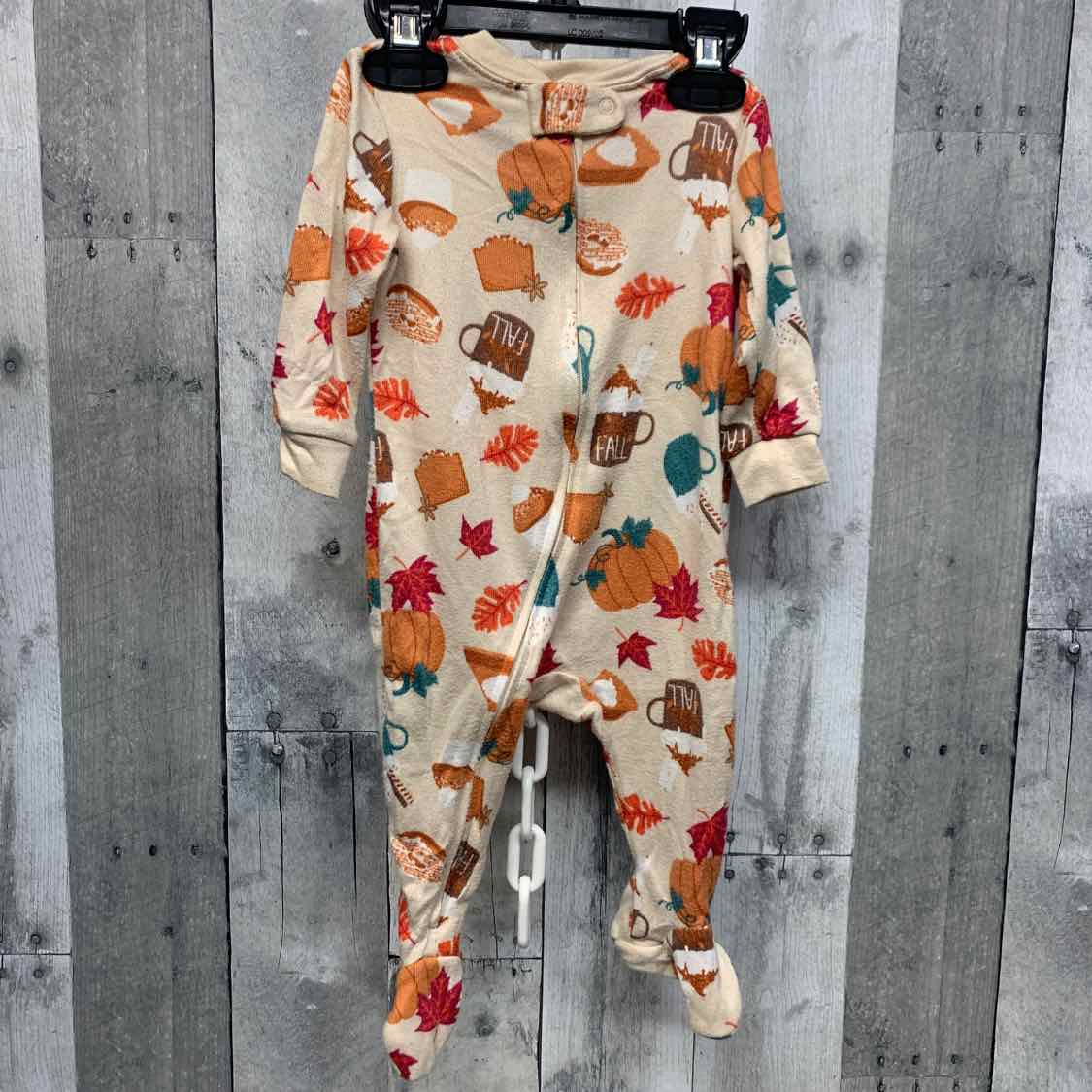 Size 3-6 Months Brown Print Holiday Brands Footy PJs
