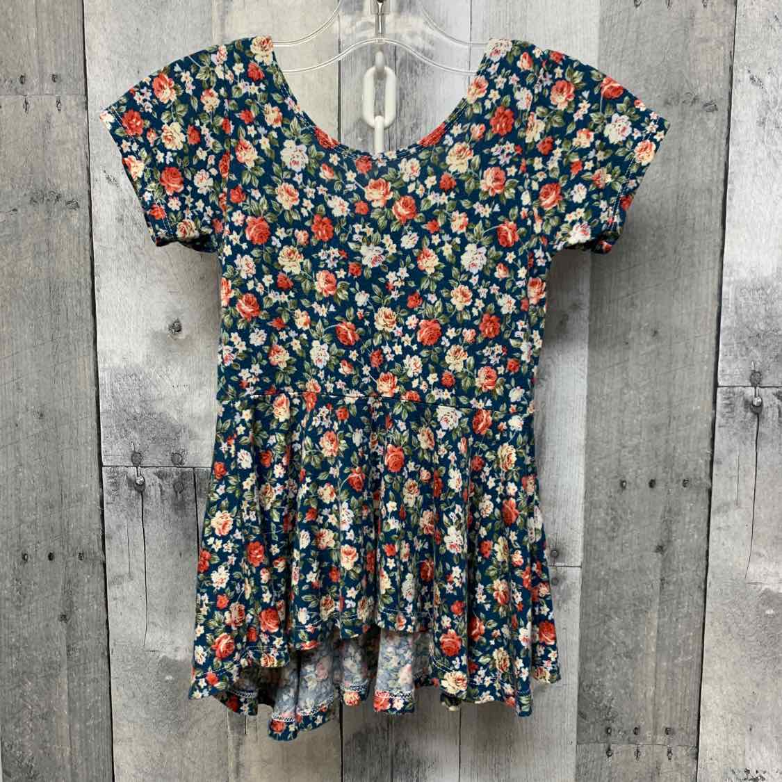 Size 3T Blue Floral Print B Brand Short Sleeve Shirt
