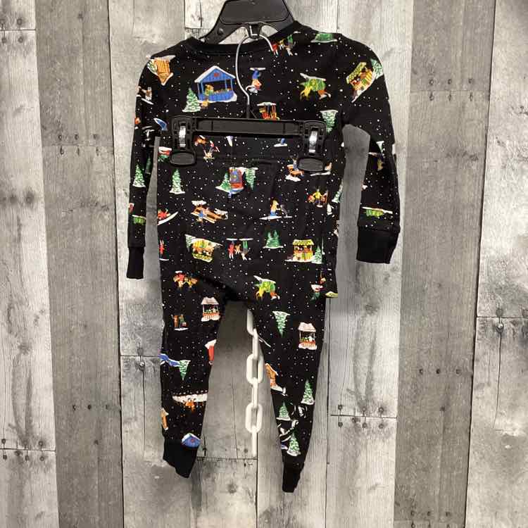 Size 2T Black Print Old Navy 2pc PJs