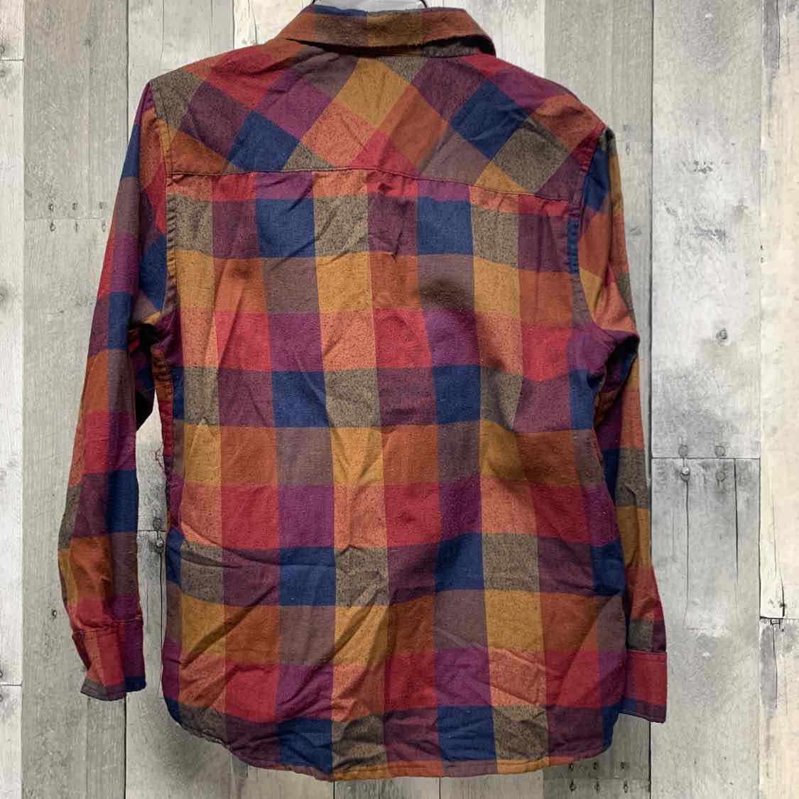 Size 14 Burgundy Plaid Mid Brand LS Button Up