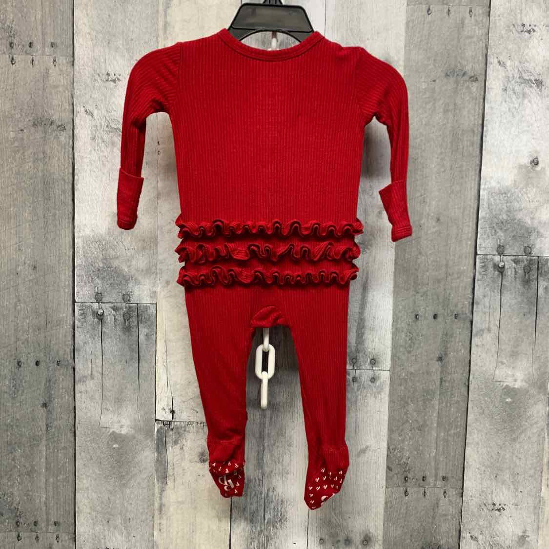 Size 0-3 Months Red Posh Peanut Footy PJs