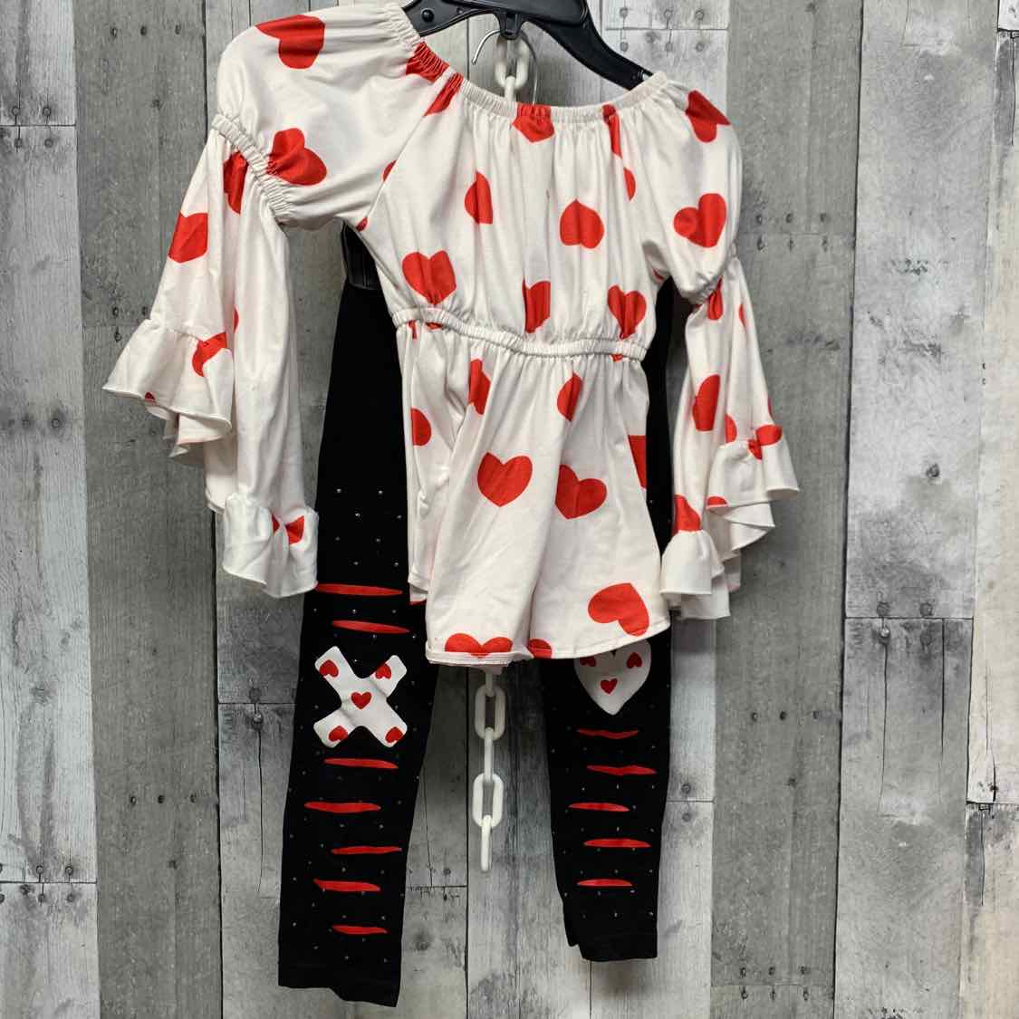 Size 5T White/Black Boutique Brand Shirt/Leggings